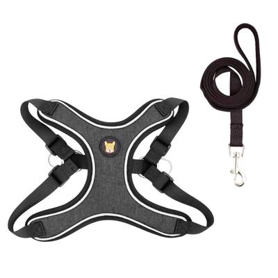 Size Large Black Adjustable Dog Harness & Leash Set No Pull, Step in Escape Proof & Reflective w/Leash