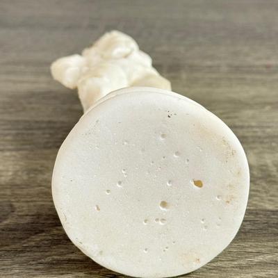 LOT 17D: Antique / Vintage Chalkware Victorian Woman Figurine, Chalkware Boy & Pottery Dutch Children Planter