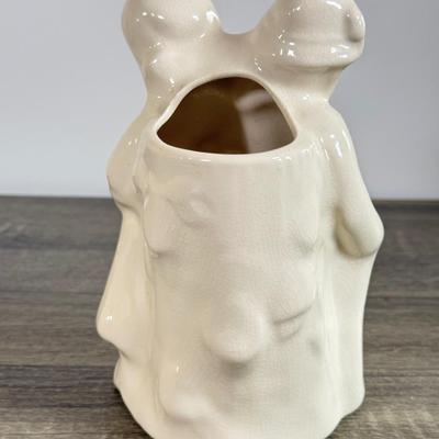 LOT 17D: Antique / Vintage Chalkware Victorian Woman Figurine, Chalkware Boy & Pottery Dutch Children Planter