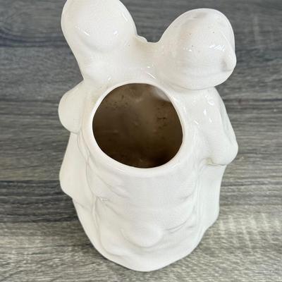 LOT 17D: Antique / Vintage Chalkware Victorian Woman Figurine, Chalkware Boy & Pottery Dutch Children Planter