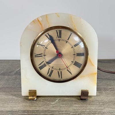 LOT 18D: Vintage Marble Electric Desk / Table Clock