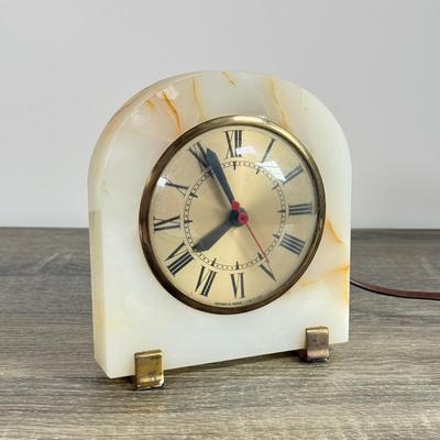 LOT 18D: Vintage Marble Electric Desk / Table Clock
