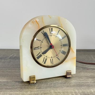 LOT 18D: Vintage Marble Electric Desk / Table Clock