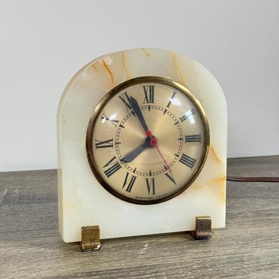 LOT 18D: Vintage Marble Electric Desk / Table Clock