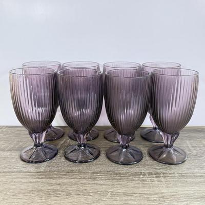 LOT 21D: Set of Eight (8) Purple Glass Fostoria Iced Tea Goblets
