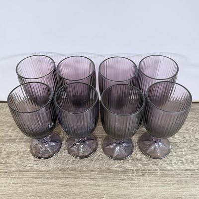 LOT 21D: Set of Eight (8) Purple Glass Fostoria Iced Tea Goblets