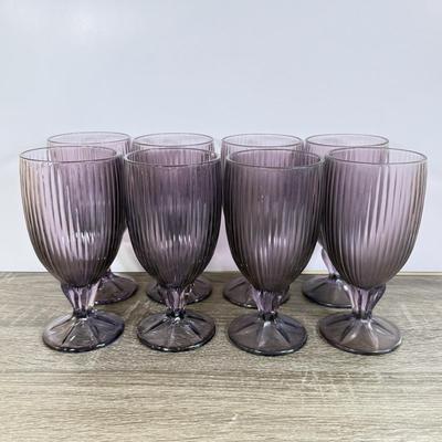 LOT 21D: Set of Eight (8) Purple Glass Fostoria Iced Tea Goblets