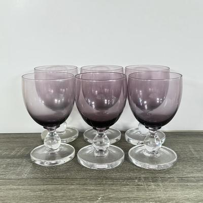LOT 22D: Set of Six (6) Smoky Amethyst Glass Goblets
