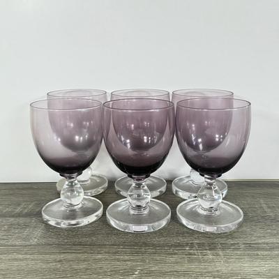 LOT 22D: Set of Six (6) Smoky Amethyst Glass Goblets