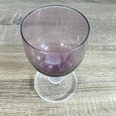 LOT 22D: Set of Six (6) Smoky Amethyst Glass Goblets