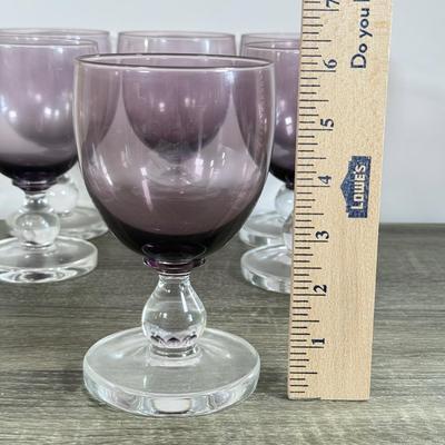 LOT 22D: Set of Six (6) Smoky Amethyst Glass Goblets