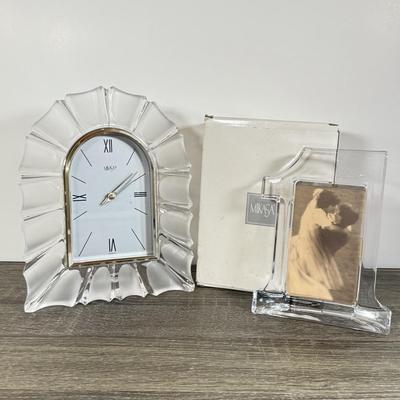 LOT 27D: Mikasa Crystal: #1 Photo Frame & Desk Clock