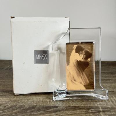 LOT 27D: Mikasa Crystal: #1 Photo Frame & Desk Clock