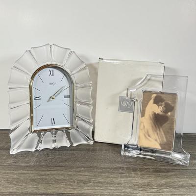 LOT 27D: Mikasa Crystal: #1 Photo Frame & Desk Clock