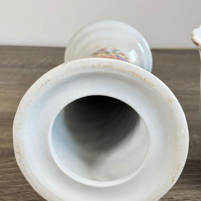 LOT 30D: Vintage China: Hand Painted Austrian Open Vase, Homer Laughlin Lidded Serving Dish & More