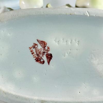 LOT 30D: Vintage China: Hand Painted Austrian Open Vase, Homer Laughlin Lidded Serving Dish & More