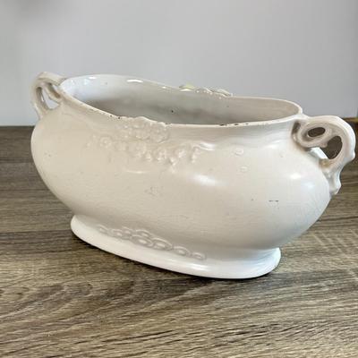 LOT 30D: Vintage China: Hand Painted Austrian Open Vase, Homer Laughlin Lidded Serving Dish & More