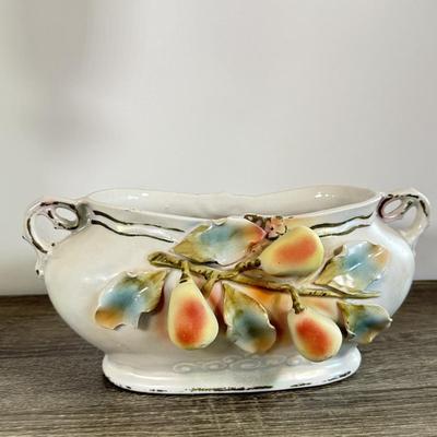 LOT 30D: Vintage China: Hand Painted Austrian Open Vase, Homer Laughlin Lidded Serving Dish & More