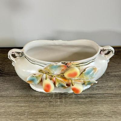 LOT 30D: Vintage China: Hand Painted Austrian Open Vase, Homer Laughlin Lidded Serving Dish & More