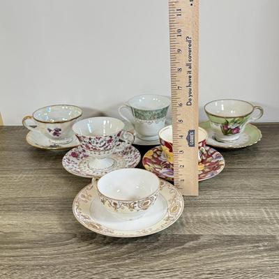 LOT 31D: Vintage Tea Cups w/ Matching Saucers: Nippon, Royal Winton June Festival & More