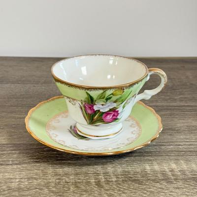 LOT 31D: Vintage Tea Cups w/ Matching Saucers: Nippon, Royal Winton June Festival & More