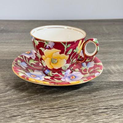 LOT 31D: Vintage Tea Cups w/ Matching Saucers: Nippon, Royal Winton June Festival & More