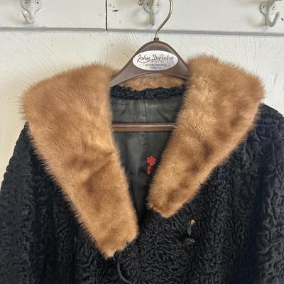 LOT 44G: Vintage Lamb Wool Coat w/ Mink Fur Collar