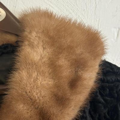 LOT 44G: Vintage Lamb Wool Coat w/ Mink Fur Collar