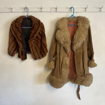 LOT 45G: Mink Fur Shawl & Lambskin Coat
