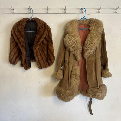 LOT 45G: Mink Fur Shawl & Lambskin Coat