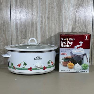 LOT 52B: Rival Crockpot Stoneware Slow Cooker & Ginsu Food Prep Machine
