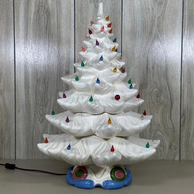 LOT 53B: Vintage 22” White Ceramic Christmas Tree Light