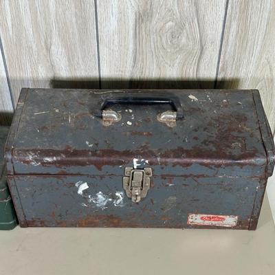 LOT 57B: Two Tool Boxes w/ All Contents Included, Craftsman 3/8” Drill & Eclipes Bench Vice