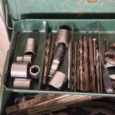 LOT 57B: Two Tool Boxes w/ All Contents Included, Craftsman 3/8” Drill & Eclipes Bench Vice