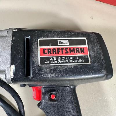 LOT 57B: Two Tool Boxes w/ All Contents Included, Craftsman 3/8” Drill & Eclipes Bench Vice