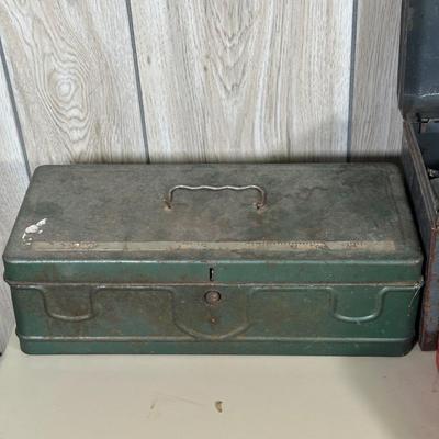LOT 57B: Two Tool Boxes w/ All Contents Included, Craftsman 3/8” Drill & Eclipes Bench Vice