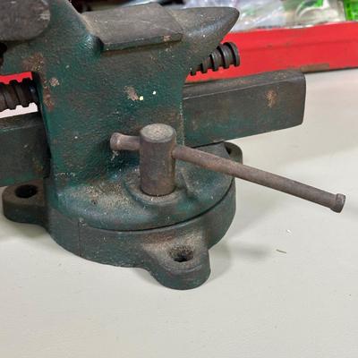 LOT 57B: Two Tool Boxes w/ All Contents Included, Craftsman 3/8” Drill & Eclipes Bench Vice