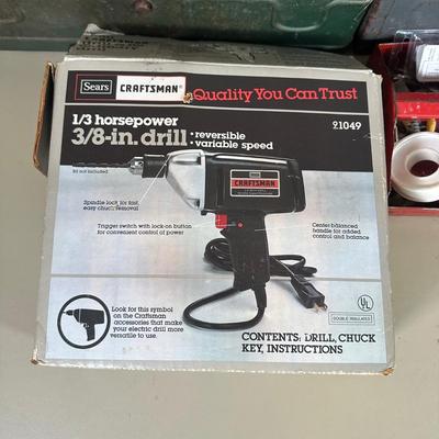 LOT 57B: Two Tool Boxes w/ All Contents Included, Craftsman 3/8” Drill & Eclipes Bench Vice