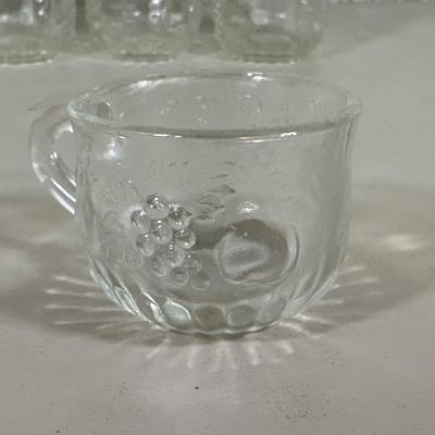 LOT 59B: Vintage Jeanette Embossed Glass Punch Bowl w/ 12 Cups