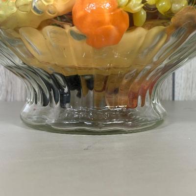 LOT 59B: Vintage Jeanette Embossed Glass Punch Bowl w/ 12 Cups