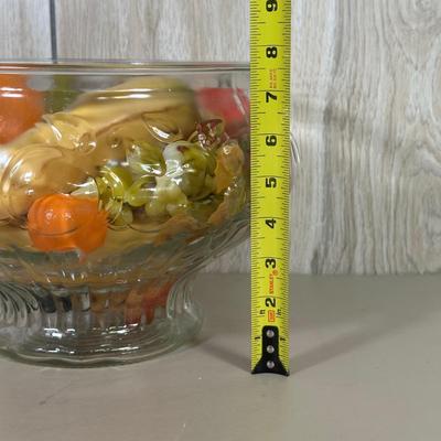 LOT 59B: Vintage Jeanette Embossed Glass Punch Bowl w/ 12 Cups