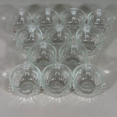 LOT 59B: Vintage Jeanette Embossed Glass Punch Bowl w/ 12 Cups