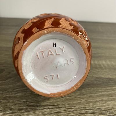 LOT 61D: Vintage Italian Pottery: Small Vases, Porcelain Floral Centerpiece, Ceramic Hand-painted Bottle