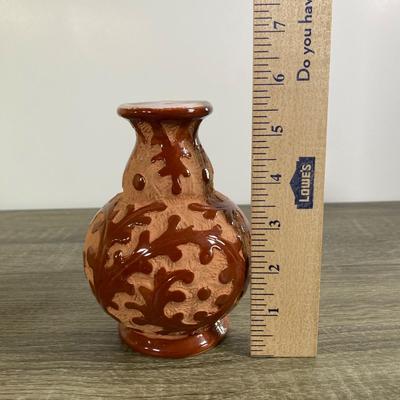 LOT 61D: Vintage Italian Pottery: Small Vases, Porcelain Floral Centerpiece, Ceramic Hand-painted Bottle