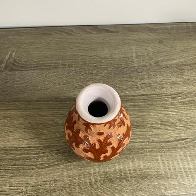 LOT 61D: Vintage Italian Pottery: Small Vases, Porcelain Floral Centerpiece, Ceramic Hand-painted Bottle