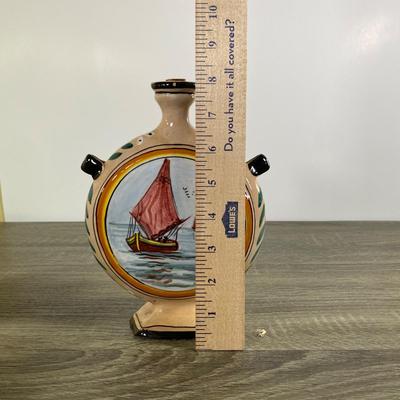 LOT 61D: Vintage Italian Pottery: Small Vases, Porcelain Floral Centerpiece, Ceramic Hand-painted Bottle