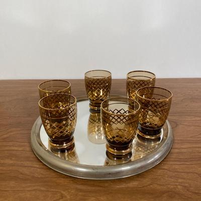 LOT 64D: Vintage Bohemian Glass Drinkware, Comes with 6 glasses