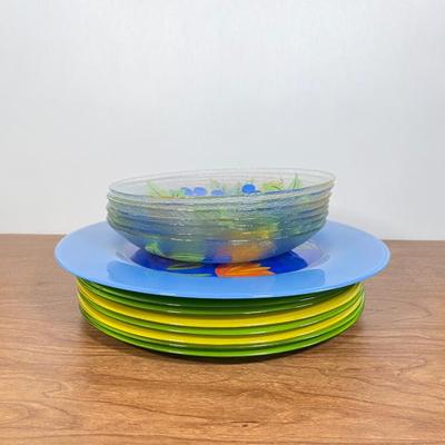 LOT 65D: Arcoroc Matys Hand Painted Tulip Mixed Set of Dishware