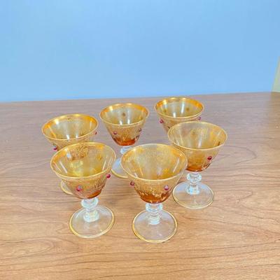 LOT 66D: Venetian Glass Decanter & Stemware (Set of 6)