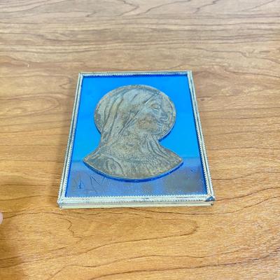 LOT 70D: Various Religious Memorabilia, including a Metal Shrine, Jesus on the Cross, and Porcelain Figurines